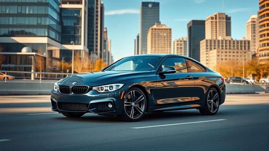BMW 4 Series coupe trong cảnh đô thị hiện đại.