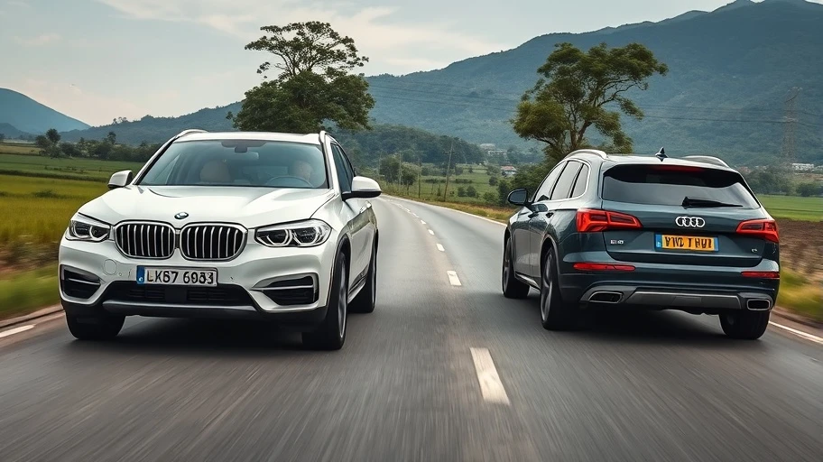 Hình ảnh BMW X5 và Audi Q5 trên đường