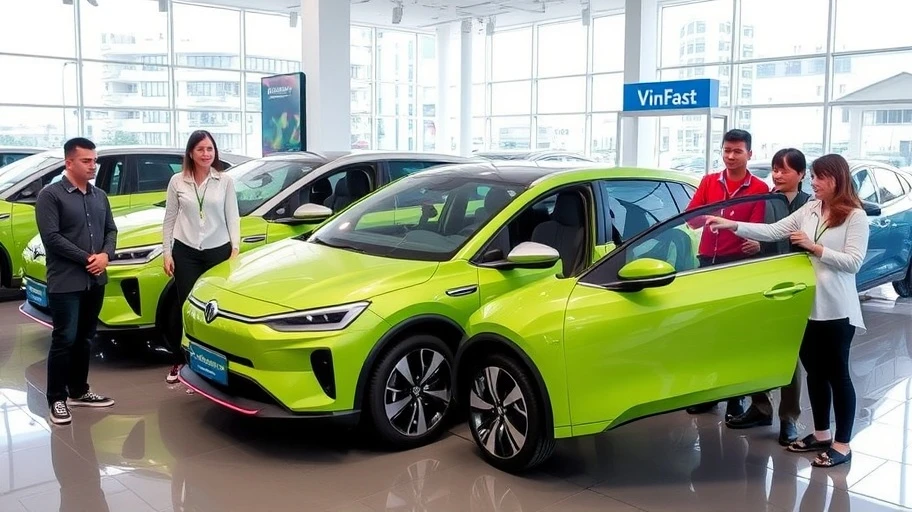 Hình ảnh phản ứng thị trường với xe điện VinFast