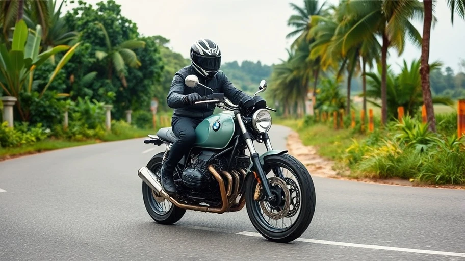 Người lái thử xe BMW R nine T cũ trên đường tại Việt Nam