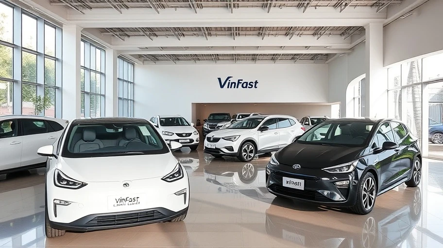 Phòng trưng bày xe ô tô điện VinFast với nhiều mẫu mã.