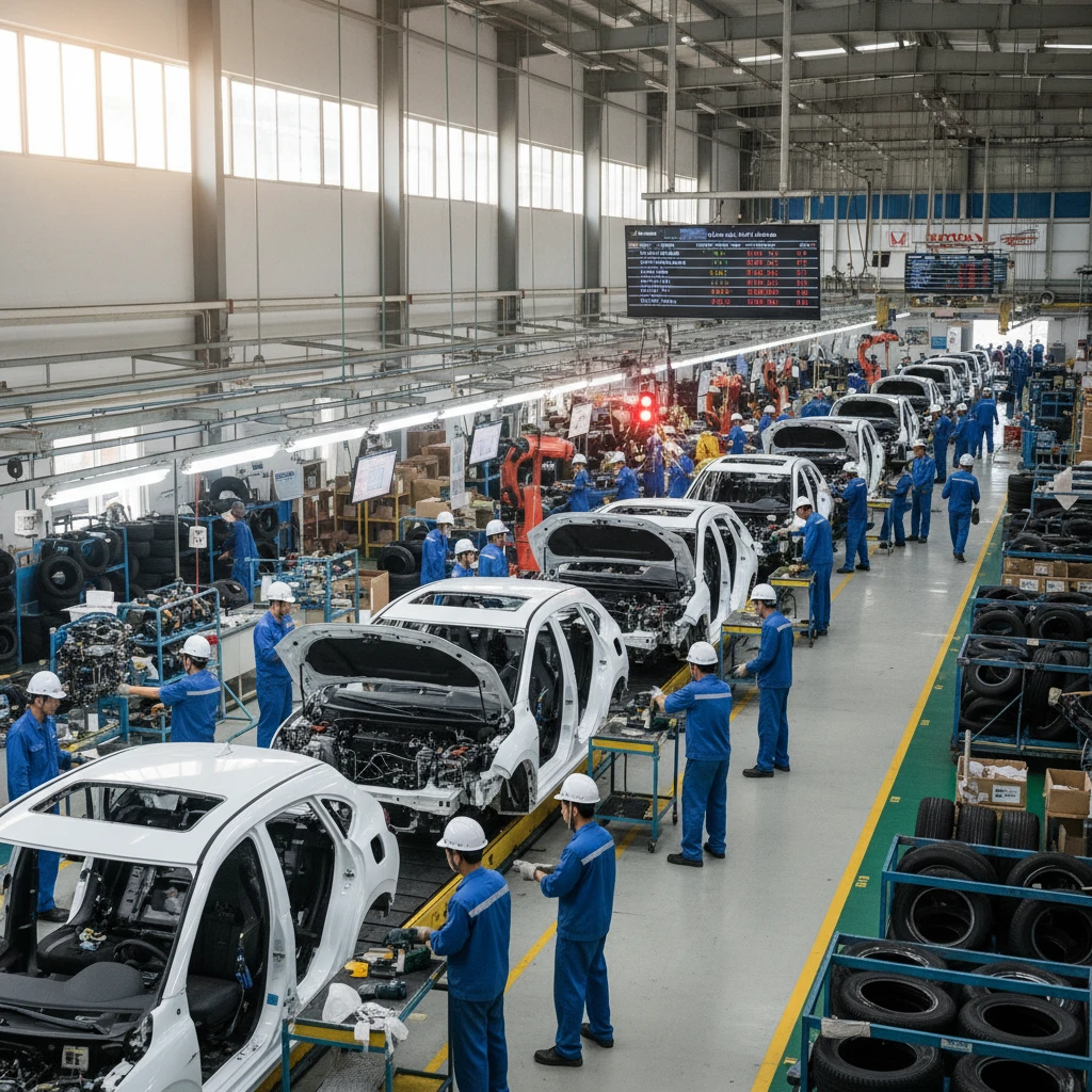 Quá trình lắp ráp xe Honda trong nhà máy