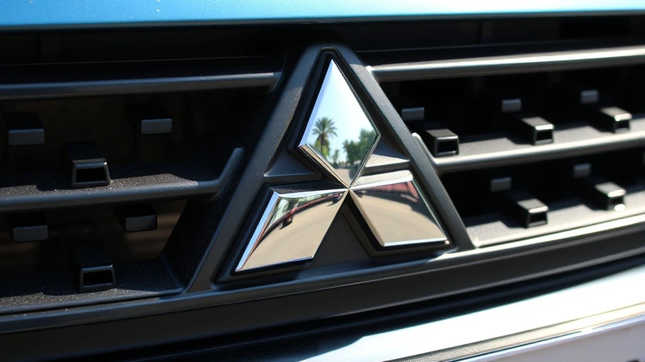 Thiết kế logo xe Mitsubishi trên lưới tản nhiệt.